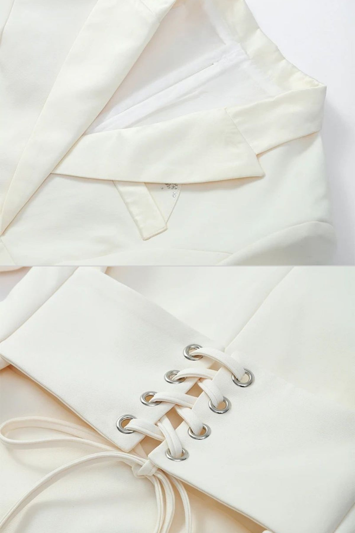 Structured Mini Blazer Dress With Corset Waist – Ivoire