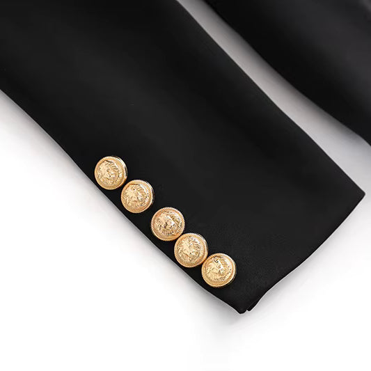 V Yaka Düğmeli Kemerli Blazer Ceket