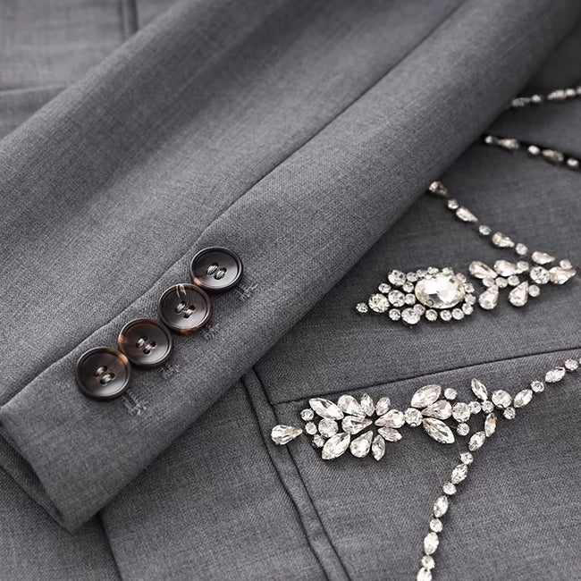 Taş İşlemeli Uzun Kollu Blazer Ceket