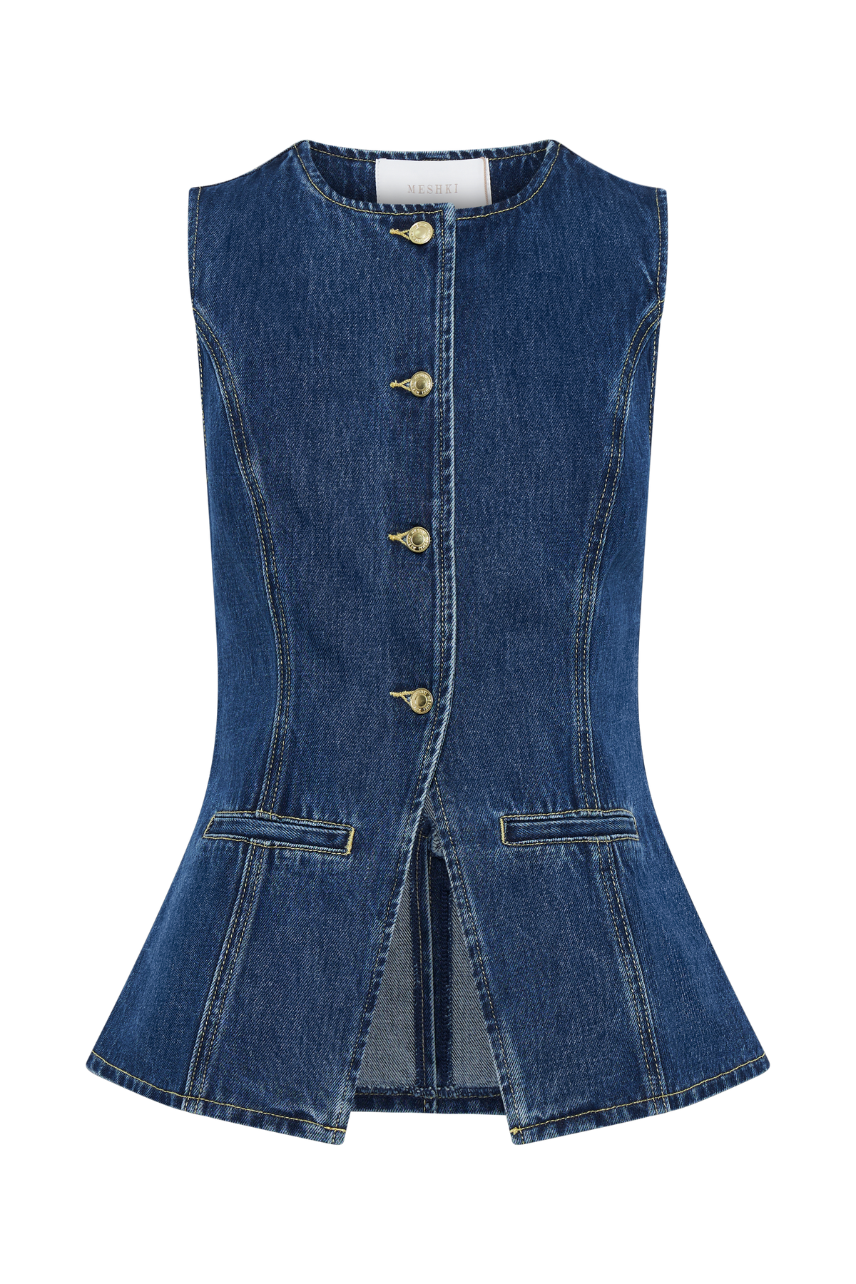 Denim Düğmeli Üst