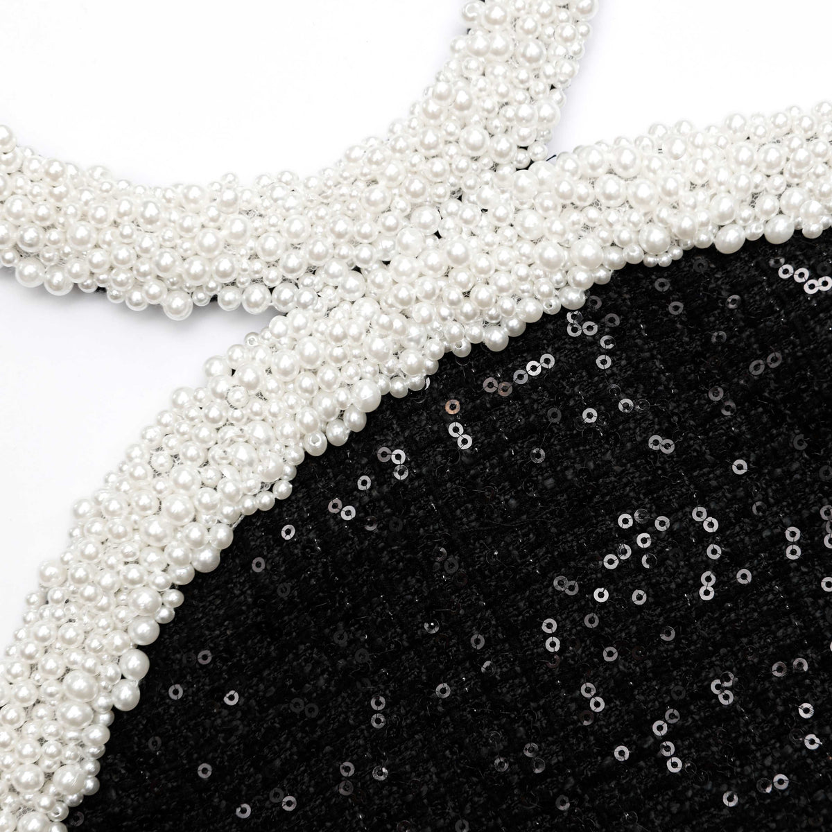 Halter Yaka Bukle İnci Mini Elbise