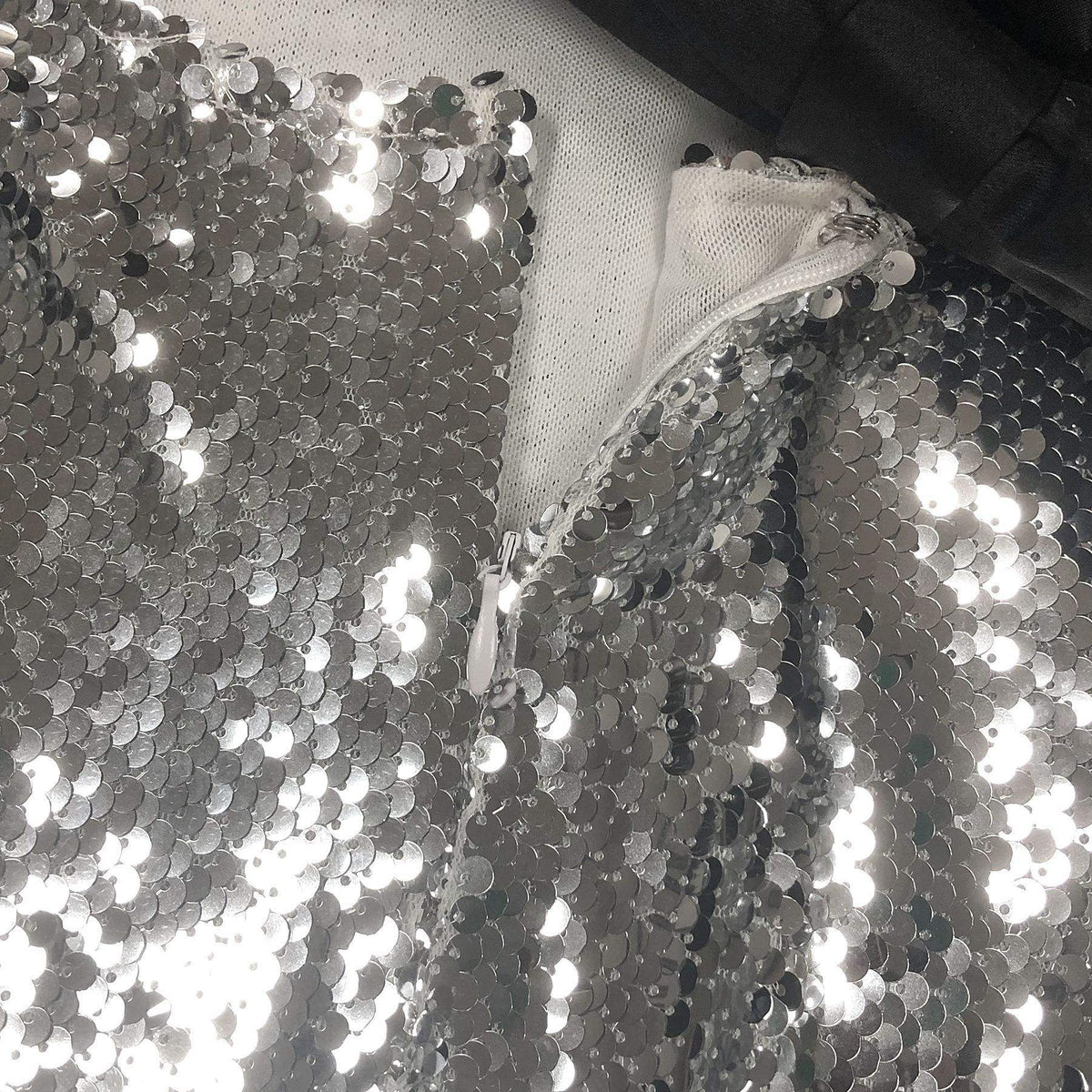 Celestine Handmade Silver Sequin Bow Maxi Gown