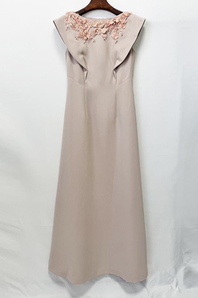 Dusty Rose Floral A-Line Gown
