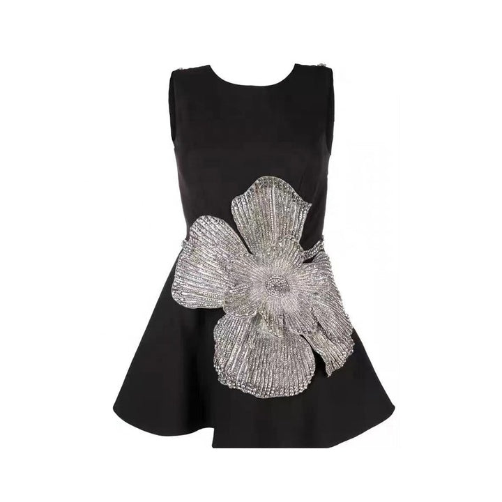 Floral Applique A-Line Mini Dress