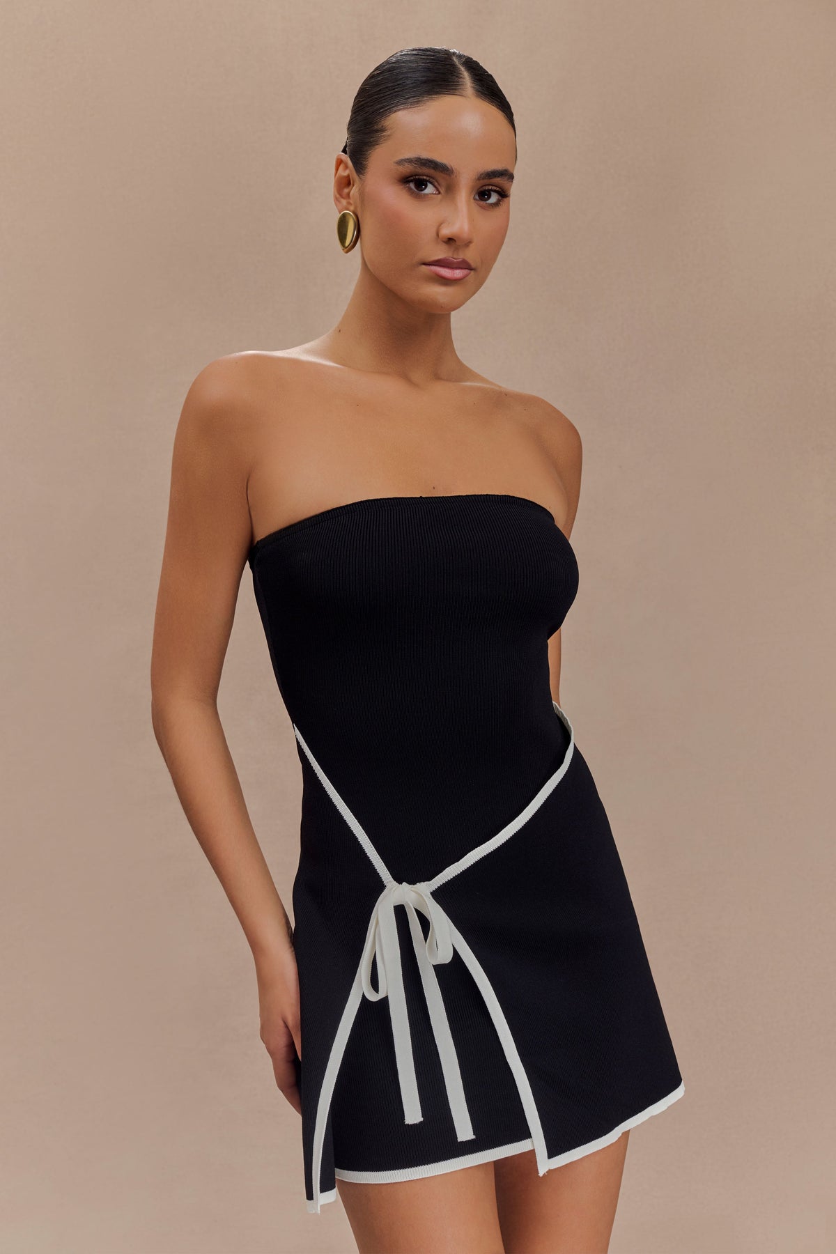 Straplez Örme Mini Elbise