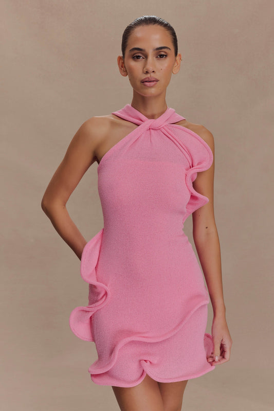 Halter Örgü Mini Elbise