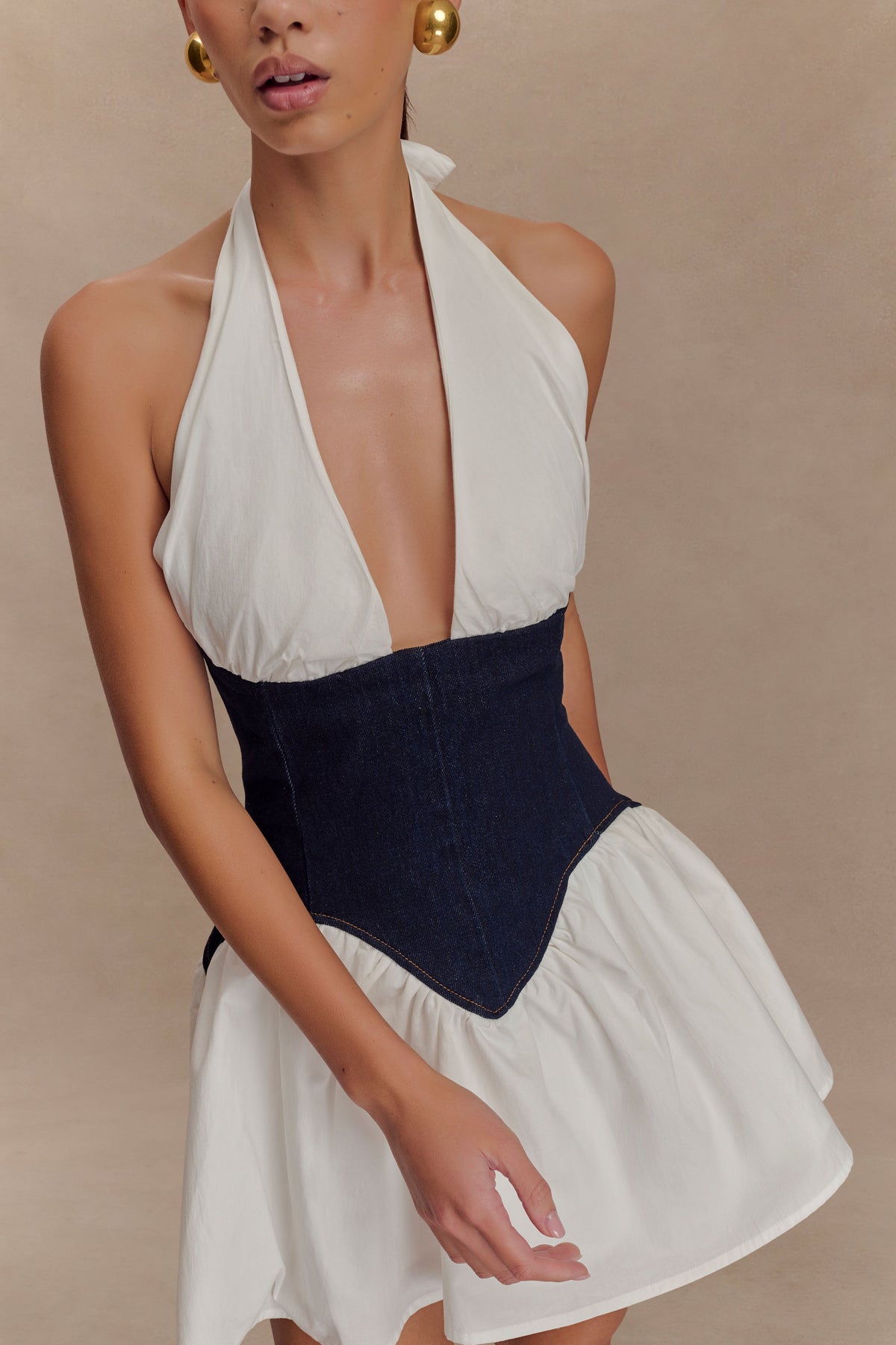 Denim Pamuklu Mini Elbise