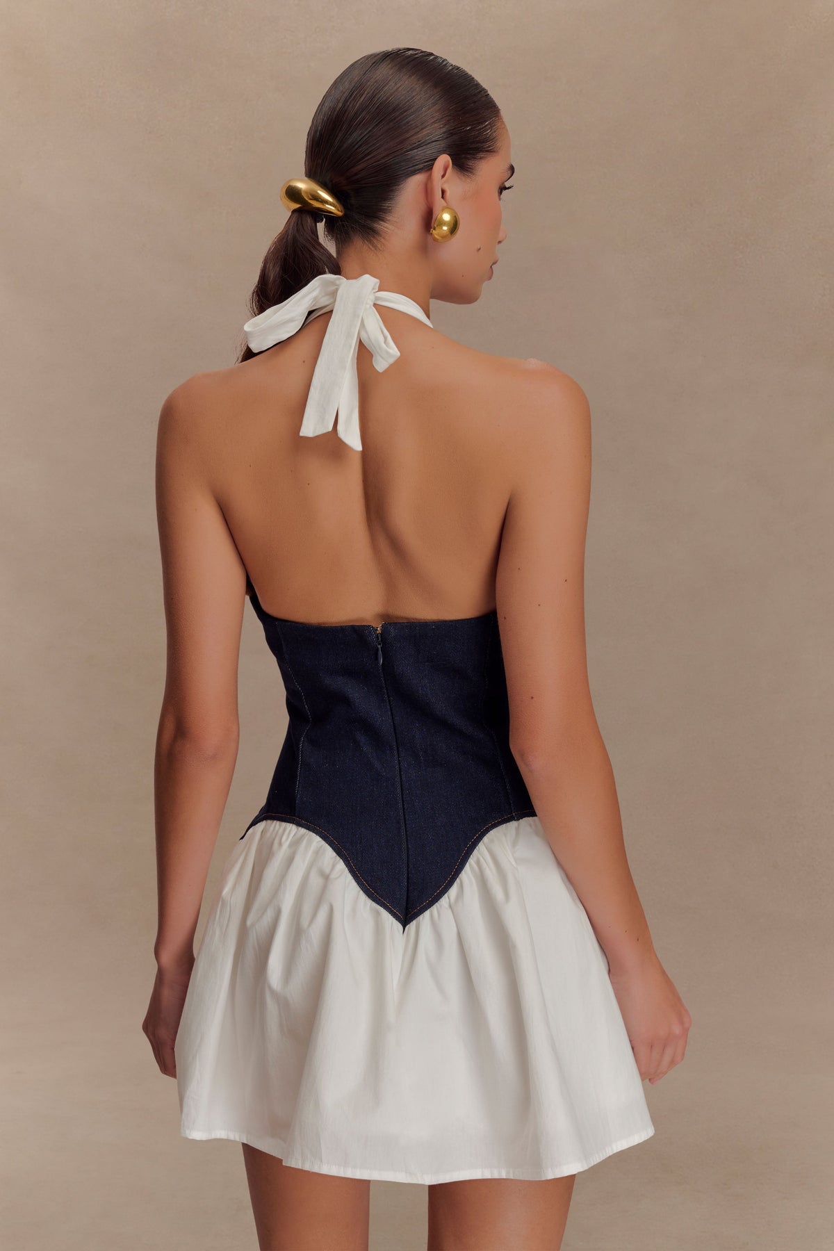 Denim Pamuklu Mini Elbise