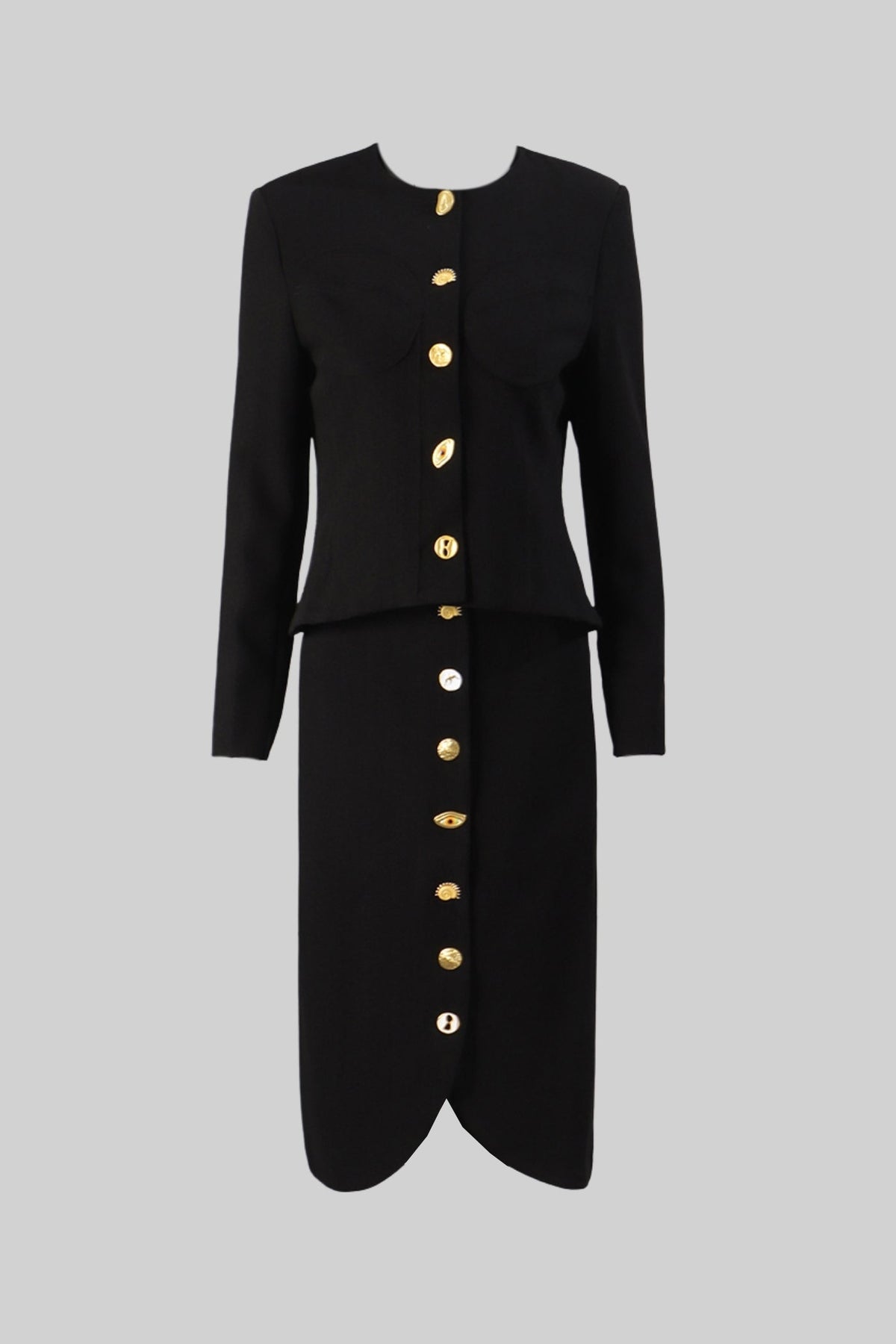 Co-ord Set with Statement Gold Buttons - Black