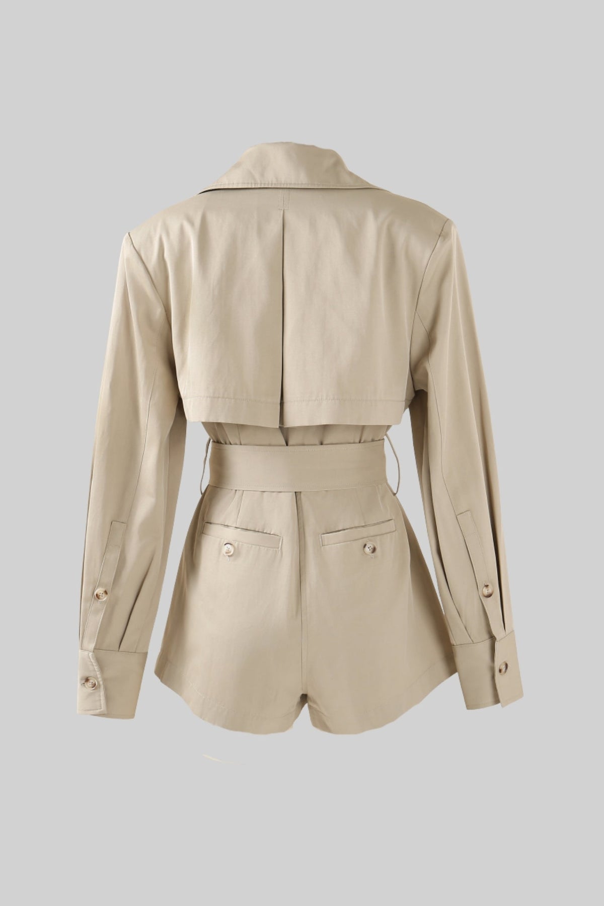 Belted Trench Jumpsuit - Beige