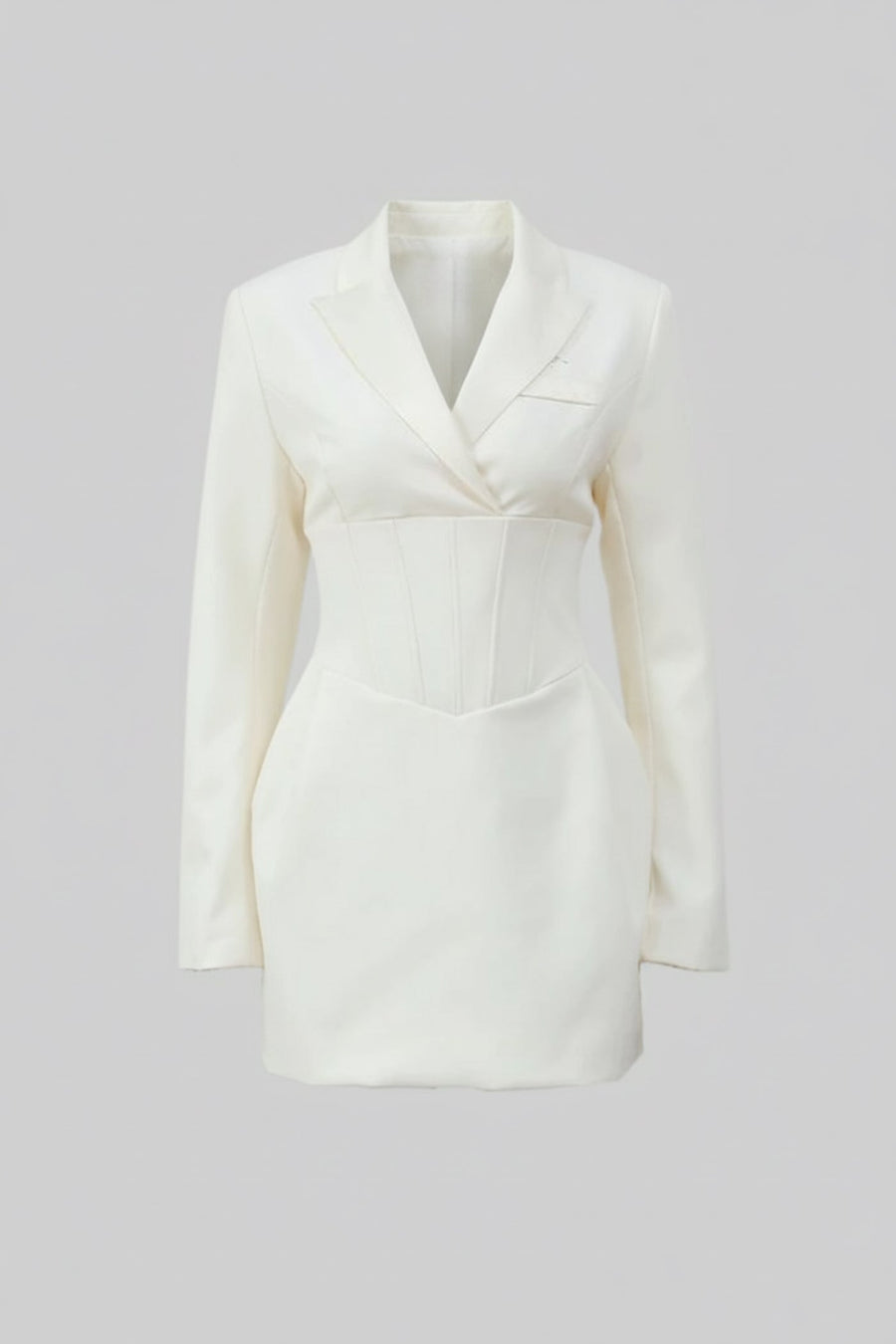 Structured Mini Blazer Dress With Corset Waist – Ivoire