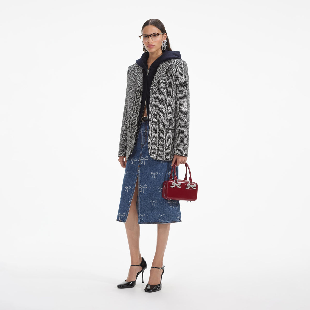 Yakalı Balıksırtı Blazer Ceket
