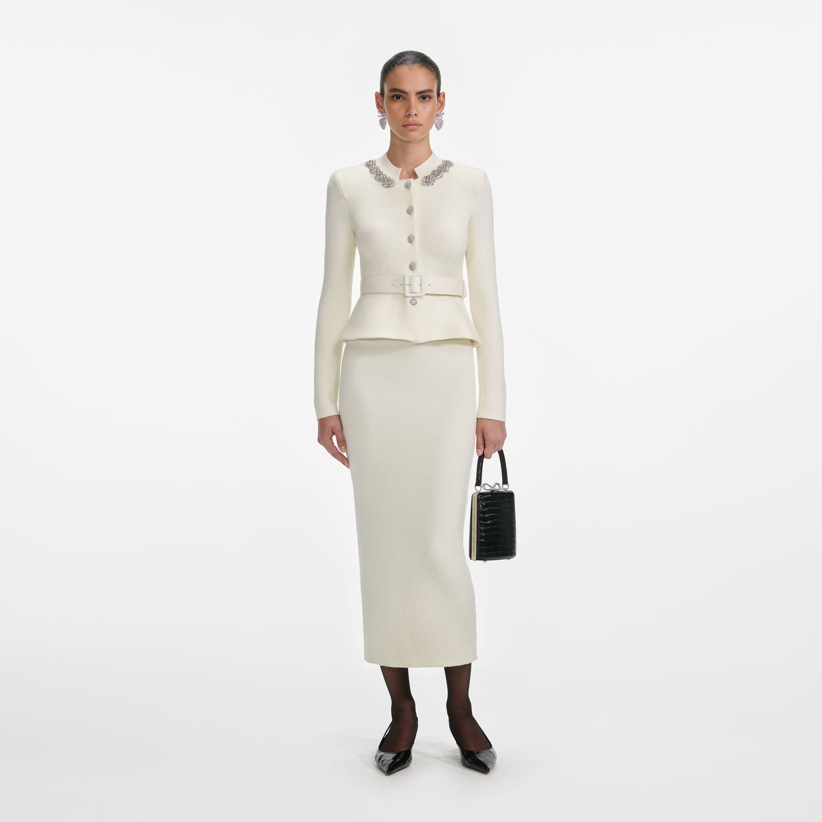 Yün Peplum Örme Midi Elbise