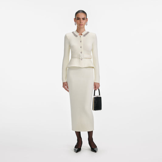 Yün Peplum Örme Midi Elbise