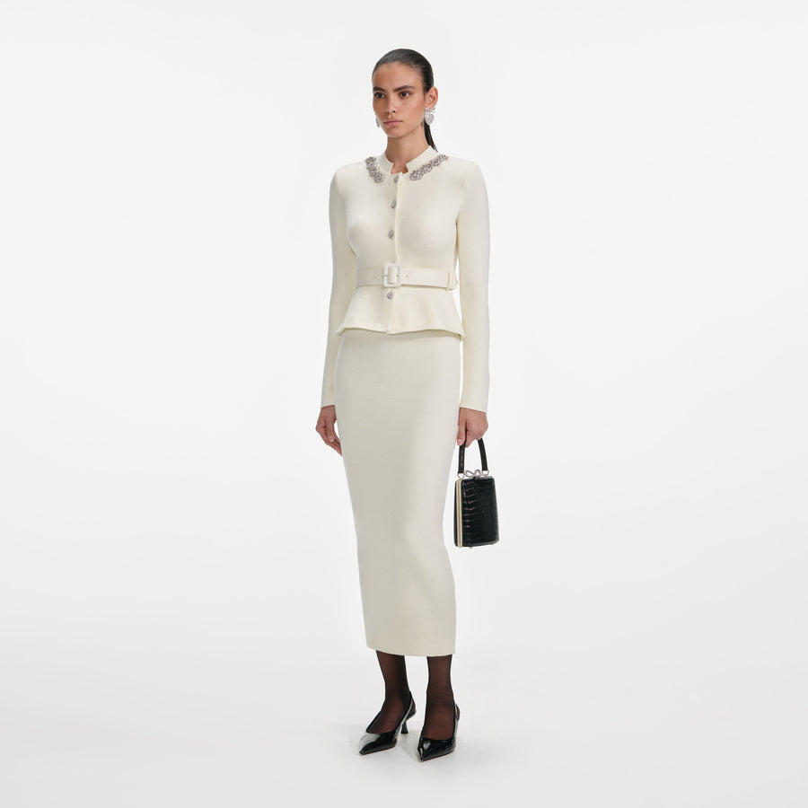 Yün Peplum Örme Midi Elbise