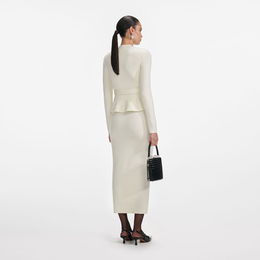 Yün Peplum Örme Midi Elbise