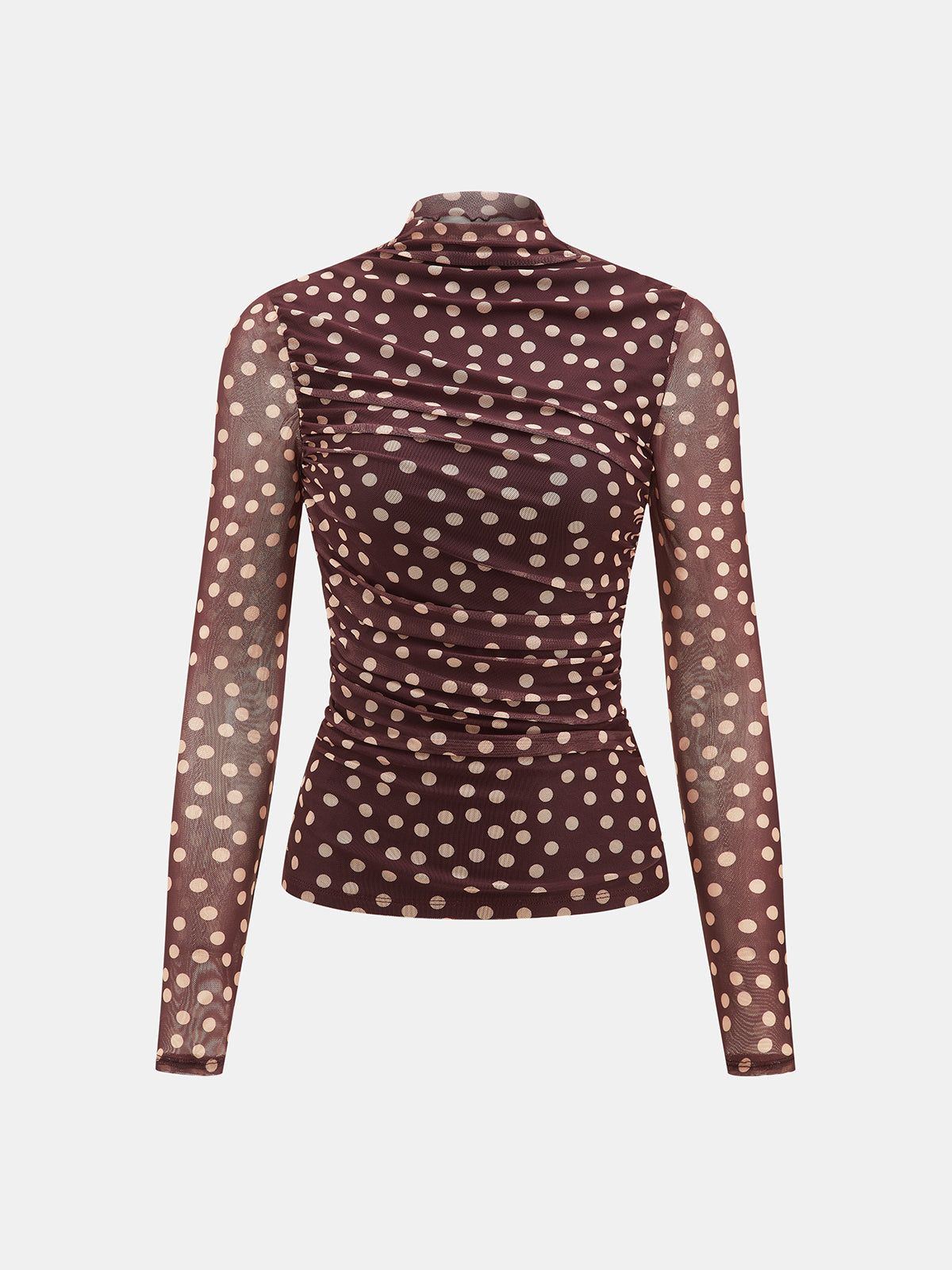 Polka Dot Ruched Mesh Top