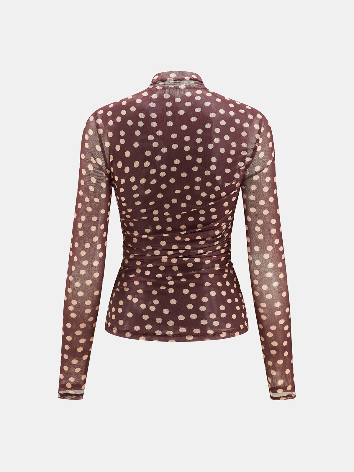Polka Dot Ruched Mesh Top