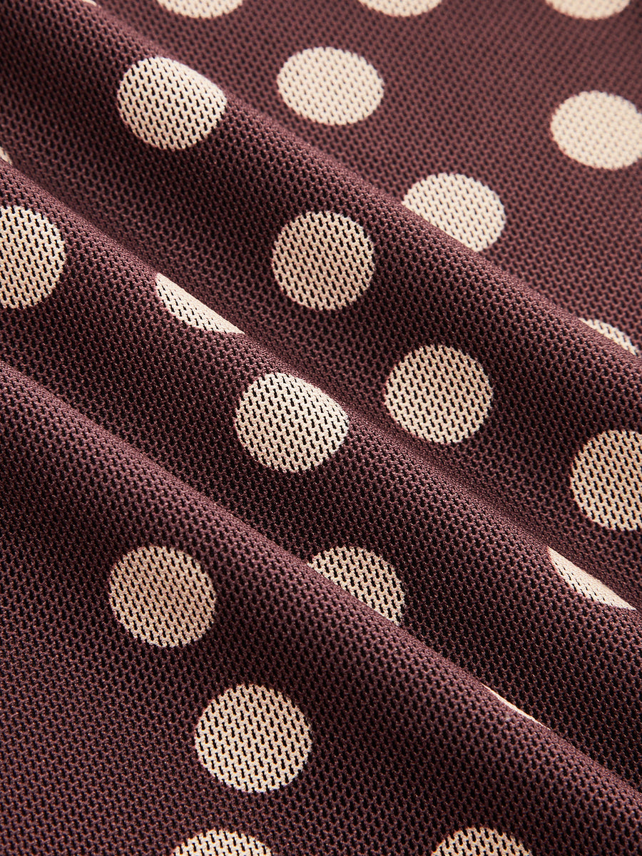 Polka Dot Ruched Mesh Top
