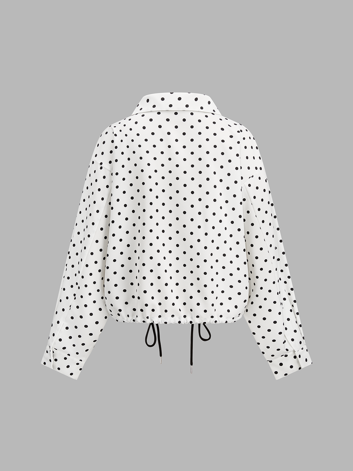 Polka Dot Drawstring Hem Jacket