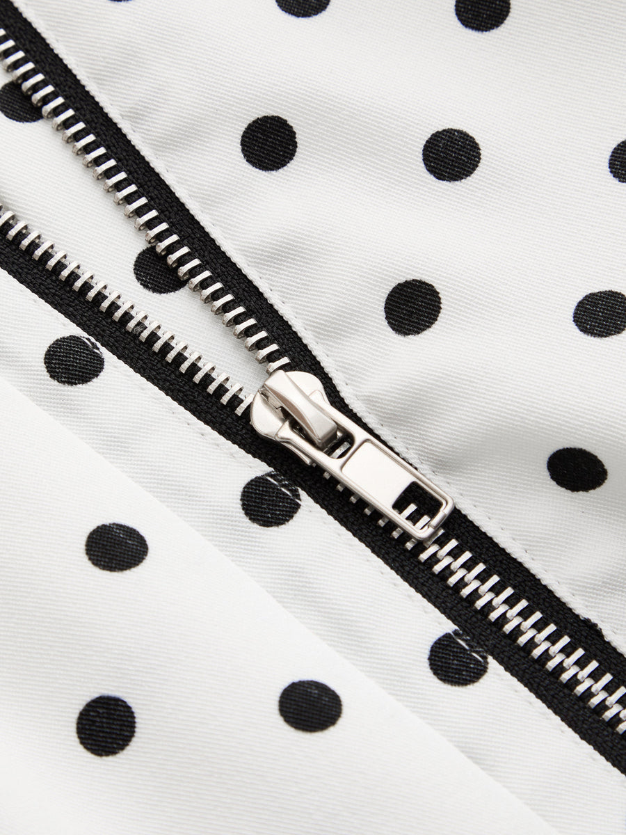 Polka Dot Drawstring Hem Jacket