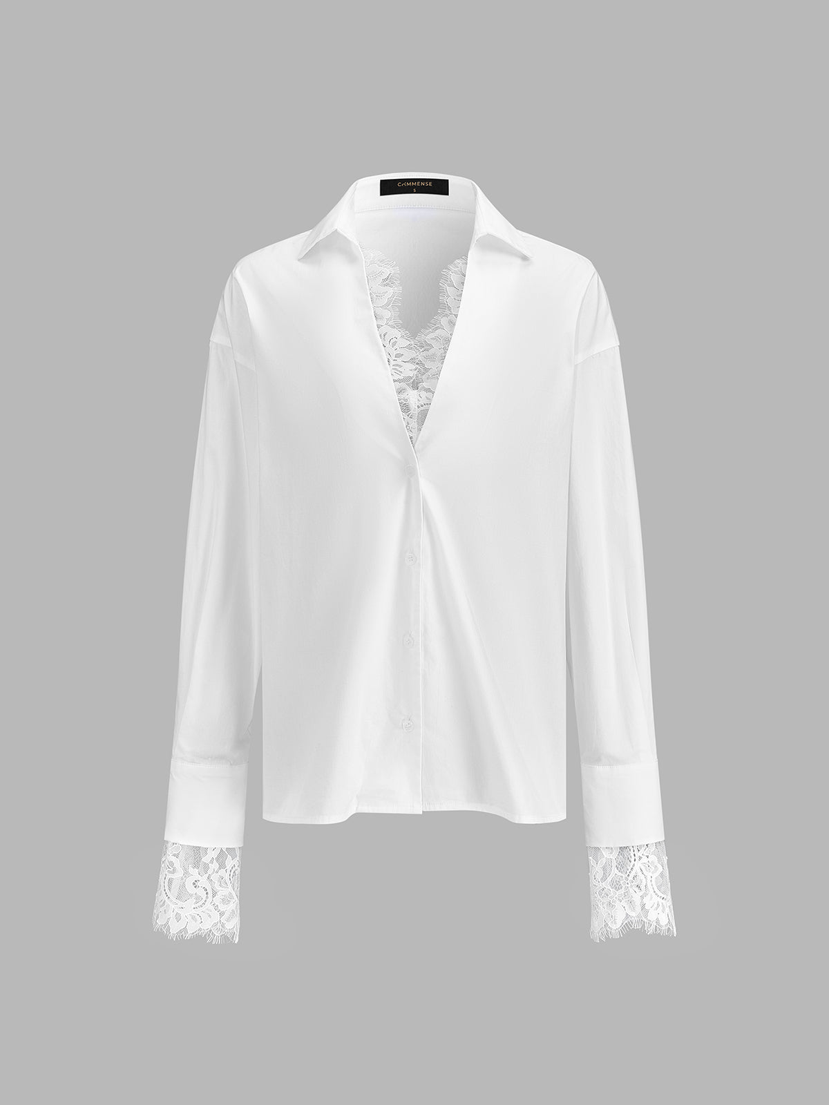 Lace V-Neck Long Sleeve Shirt