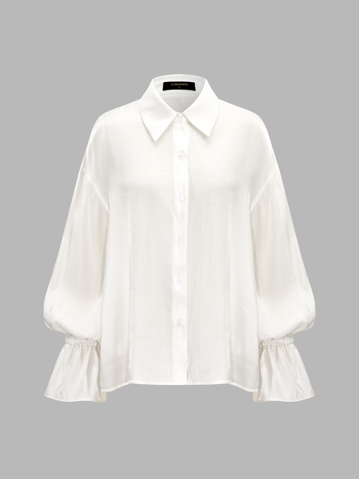 Glossy Satin Puff Sleeve Blouse