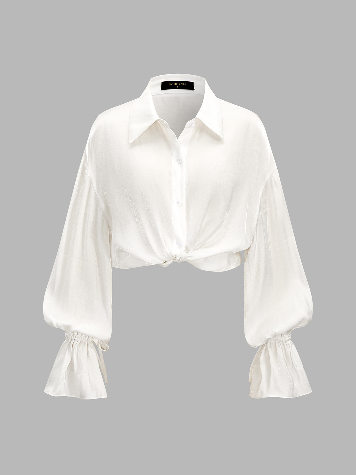 Glossy Satin Puff Sleeve Blouse