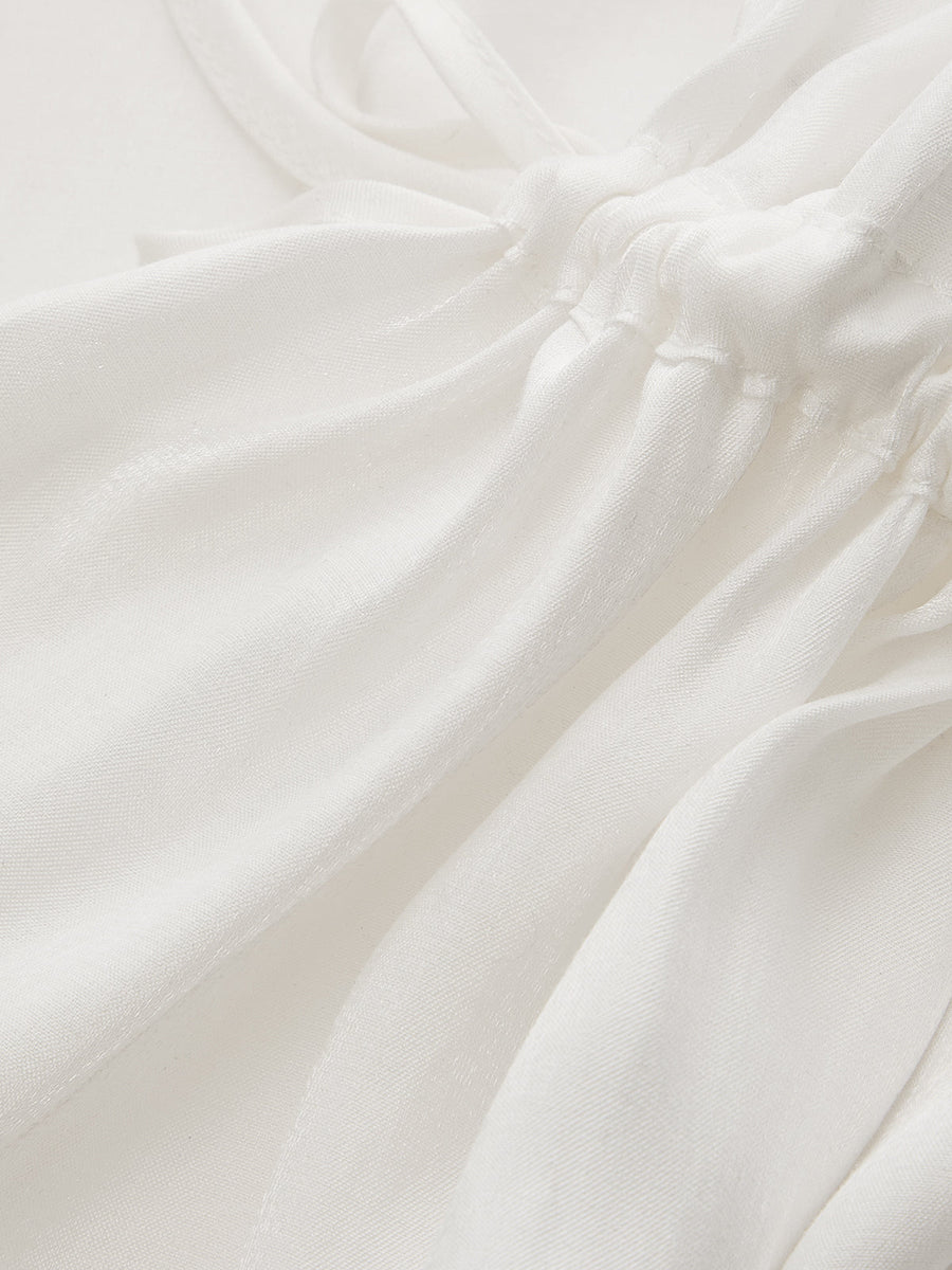 Glossy Satin Puff Sleeve Blouse