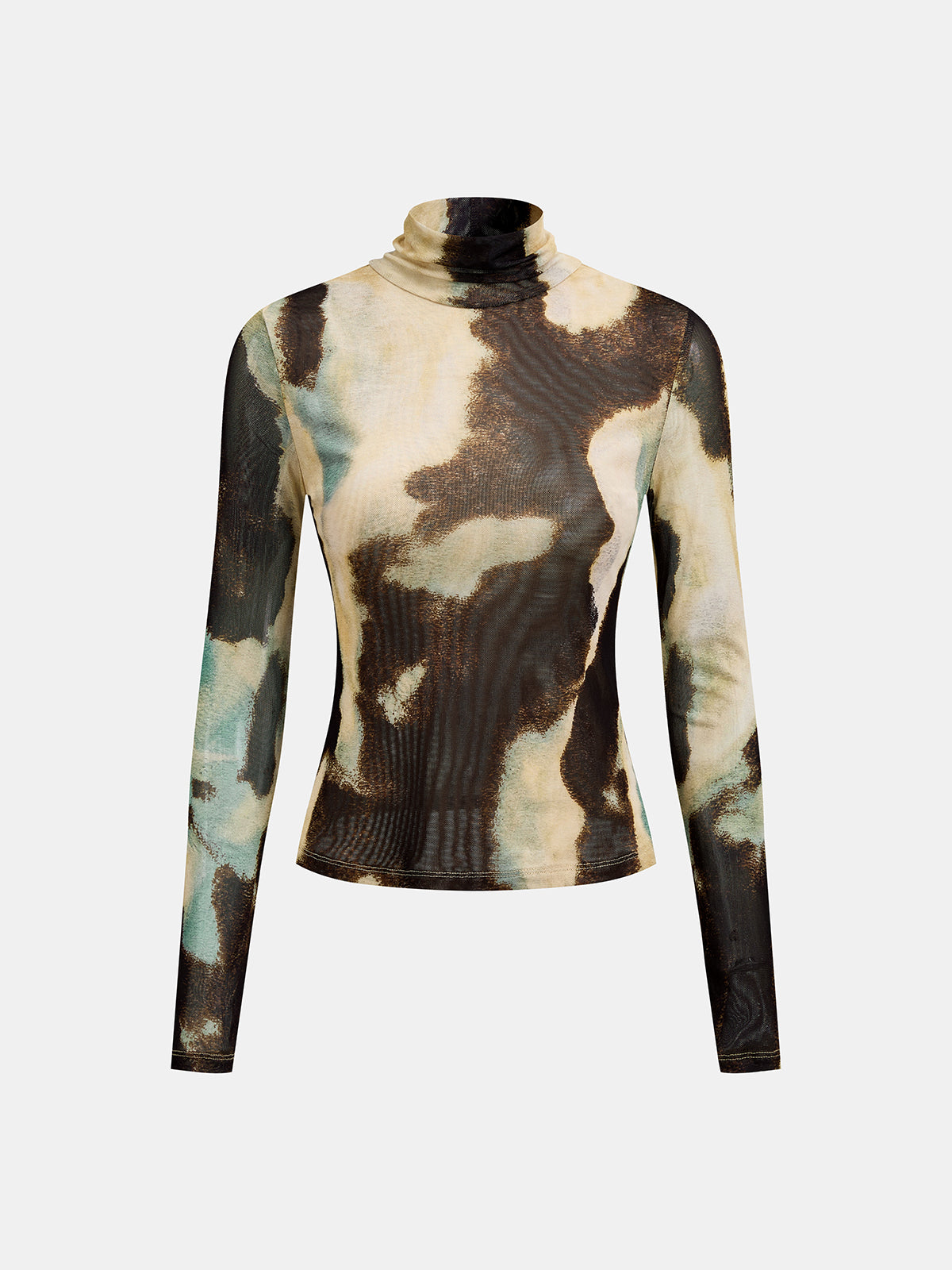 Tie Dye Turtleneck Mesh Top
