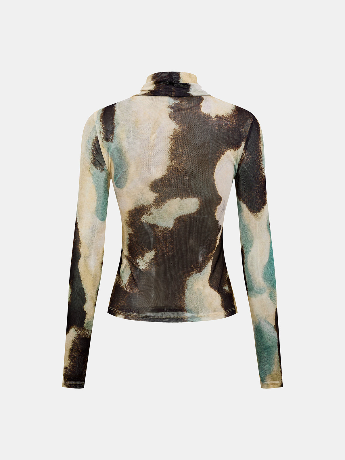 Tie Dye Turtleneck Mesh Top