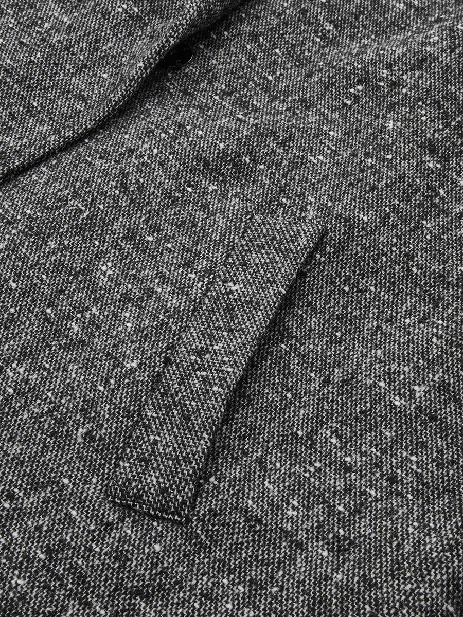 Belted Speckled Tweed Coat
