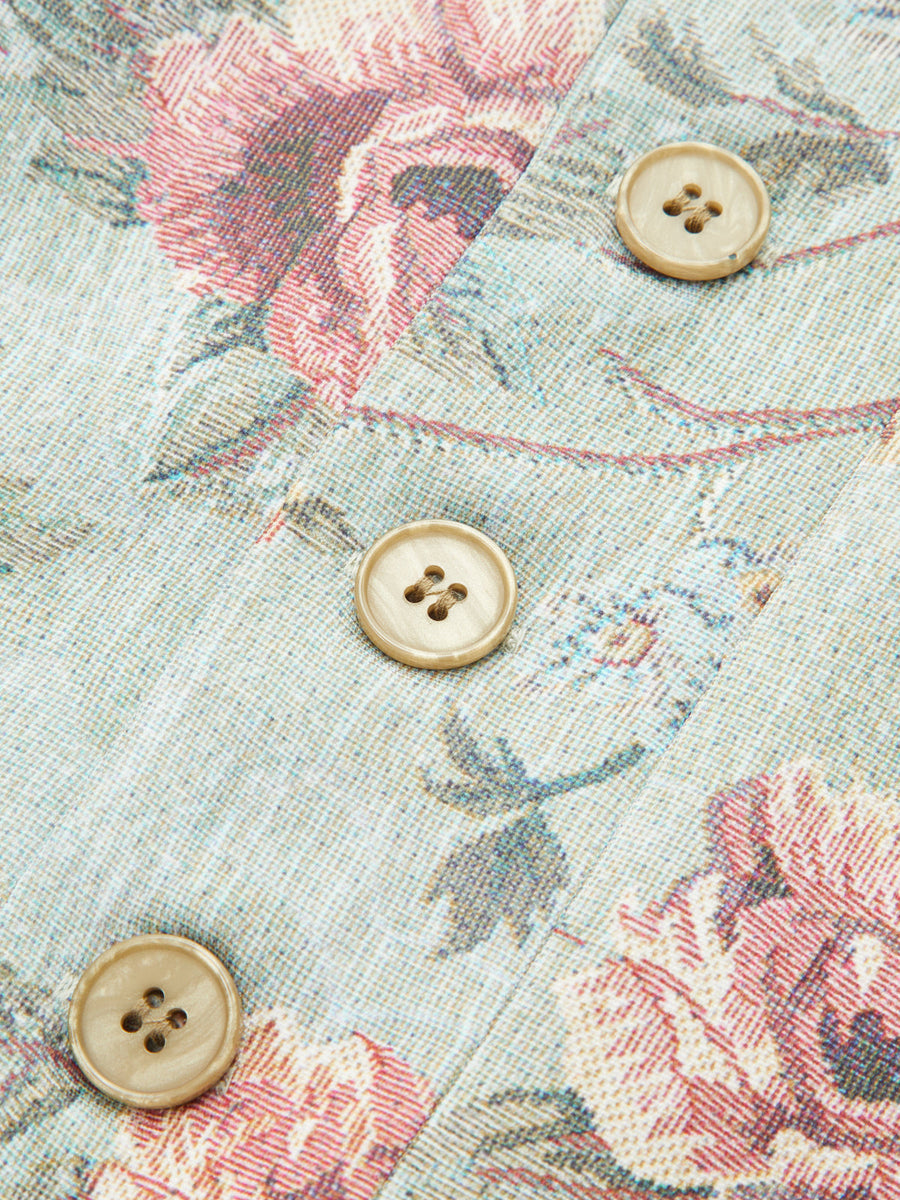 Floral Tapestry Stand Collar Jacket