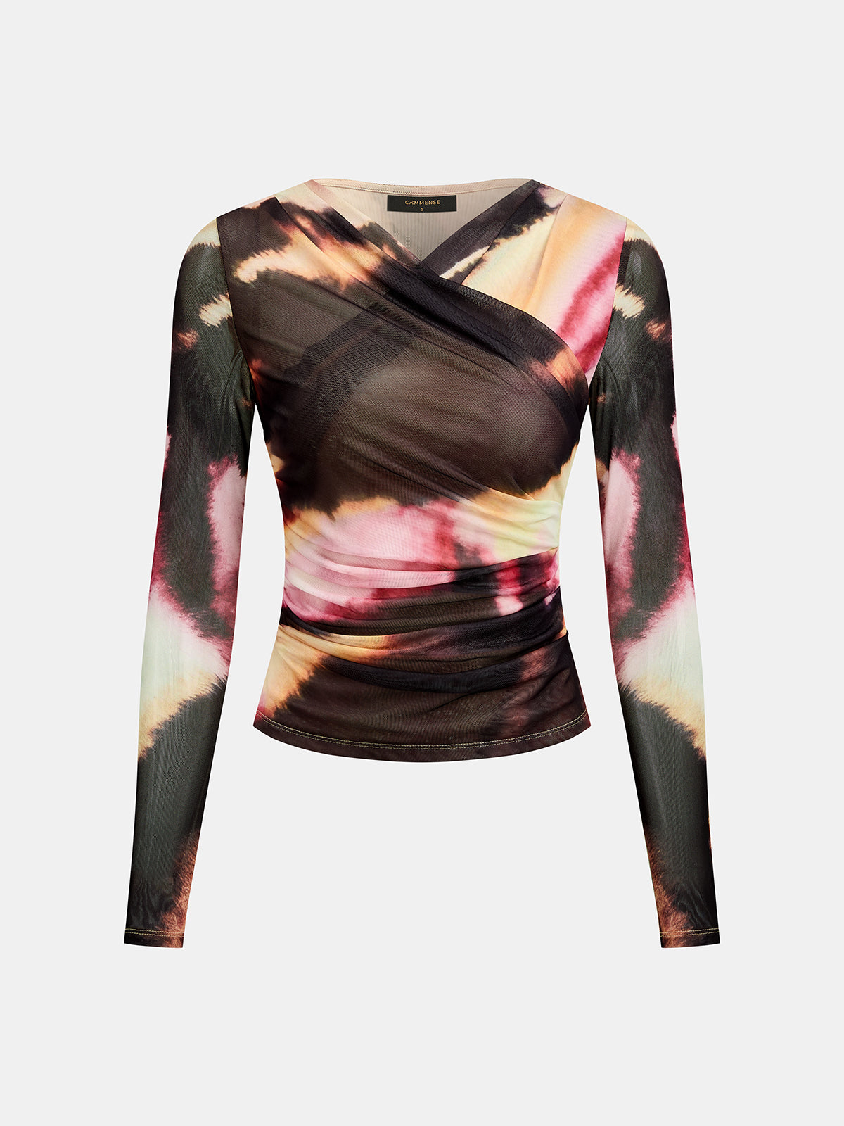 Cross Front Tie Dye Mesh Top