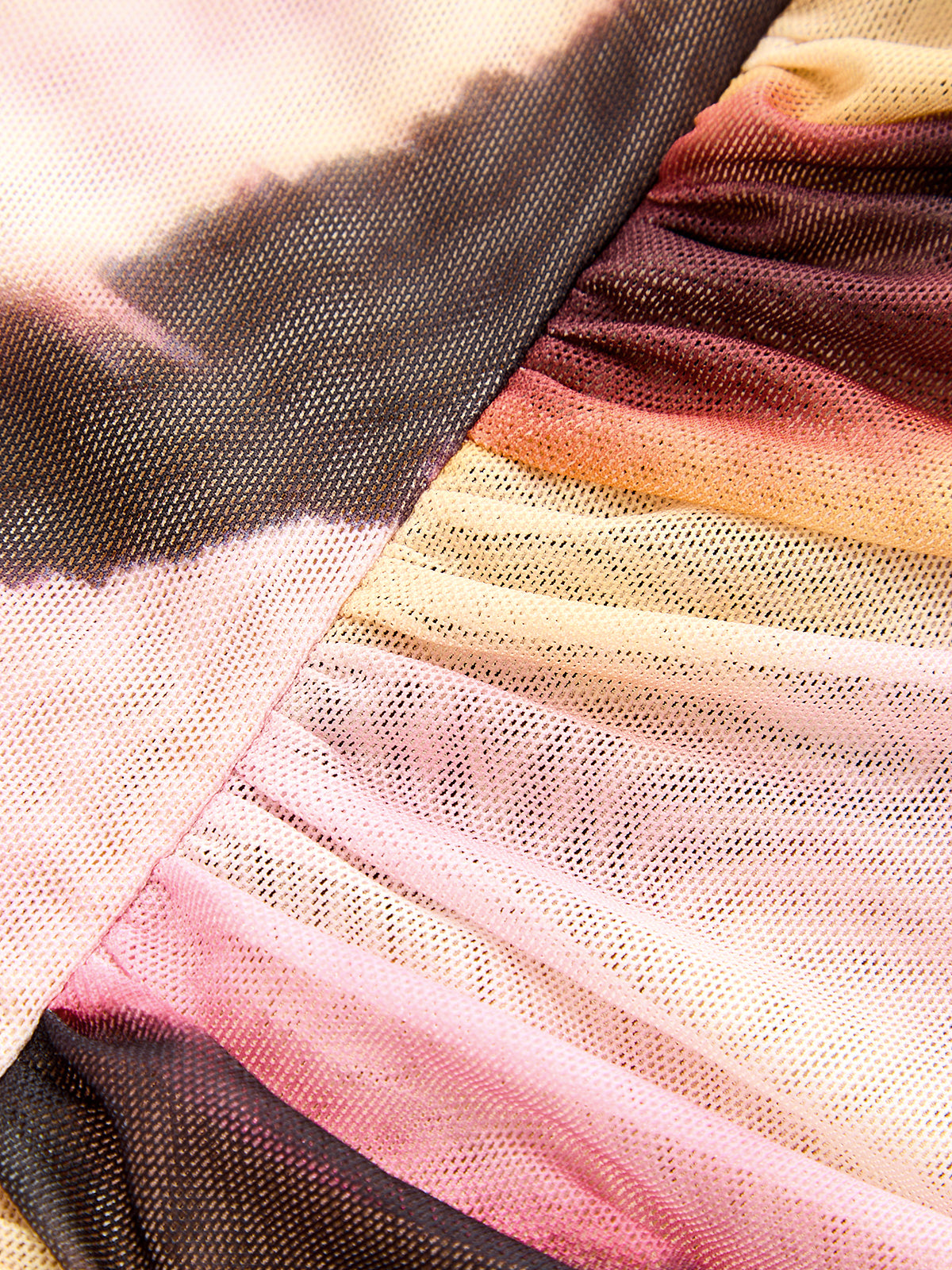 Cross Front Tie Dye Mesh Top