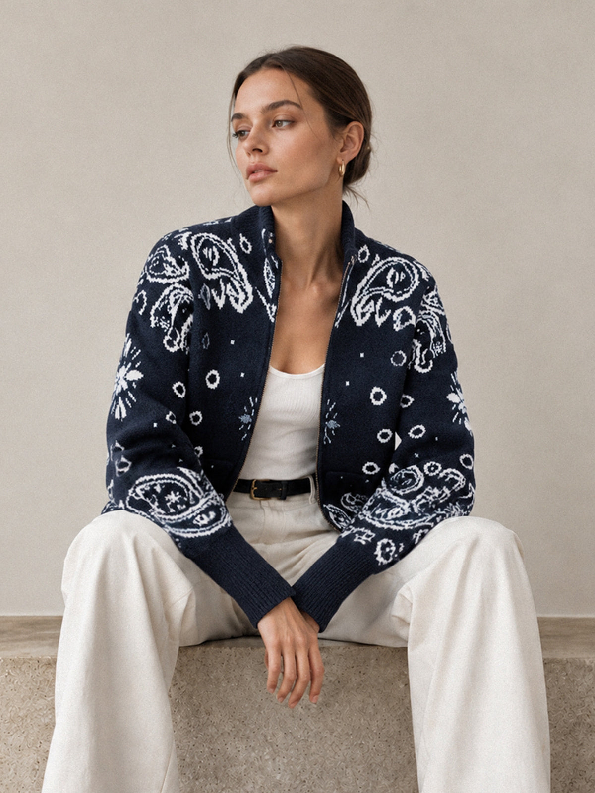 Paisley Zip Knit Jacket