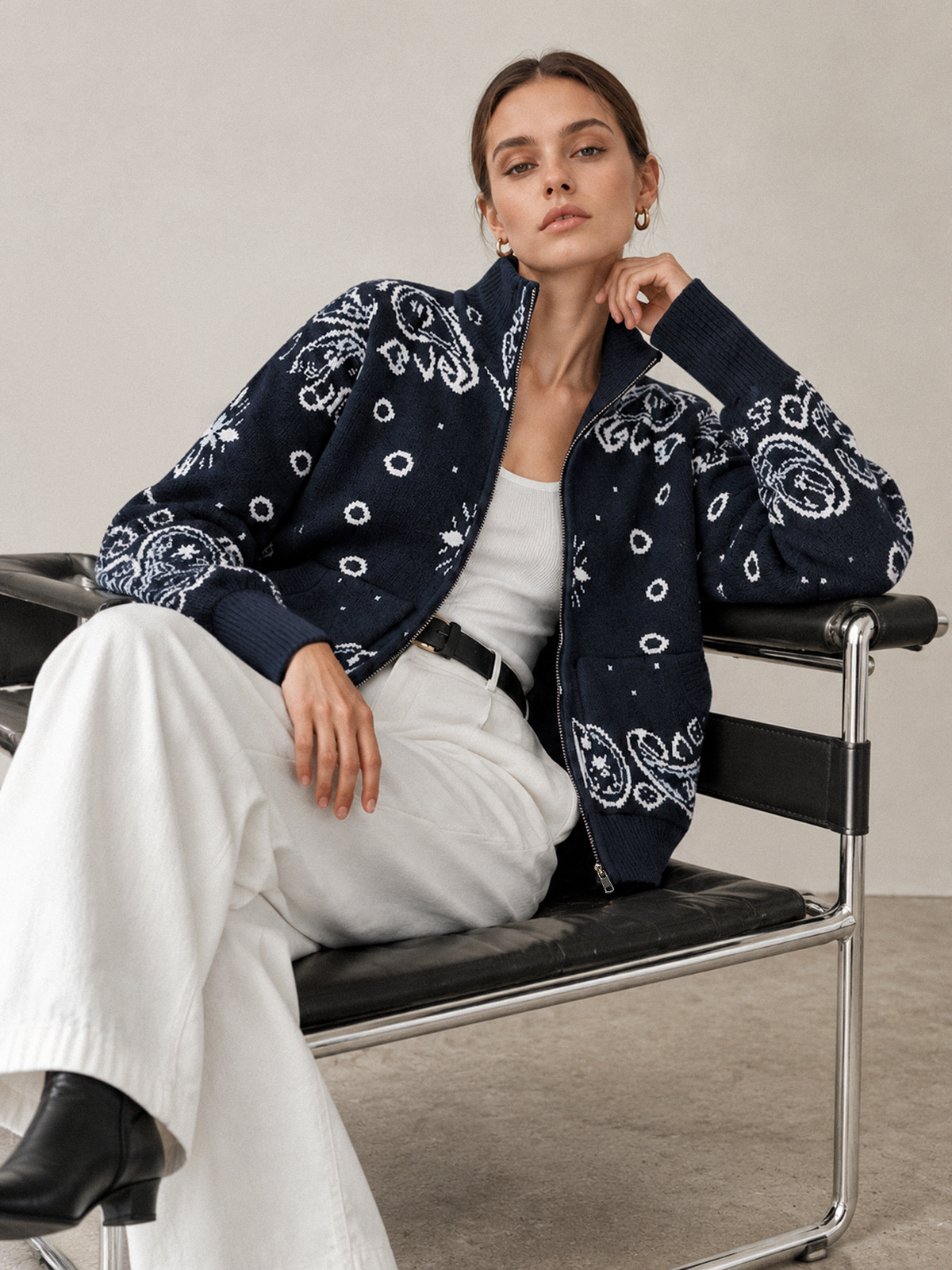 Paisley Zip Knit Jacket