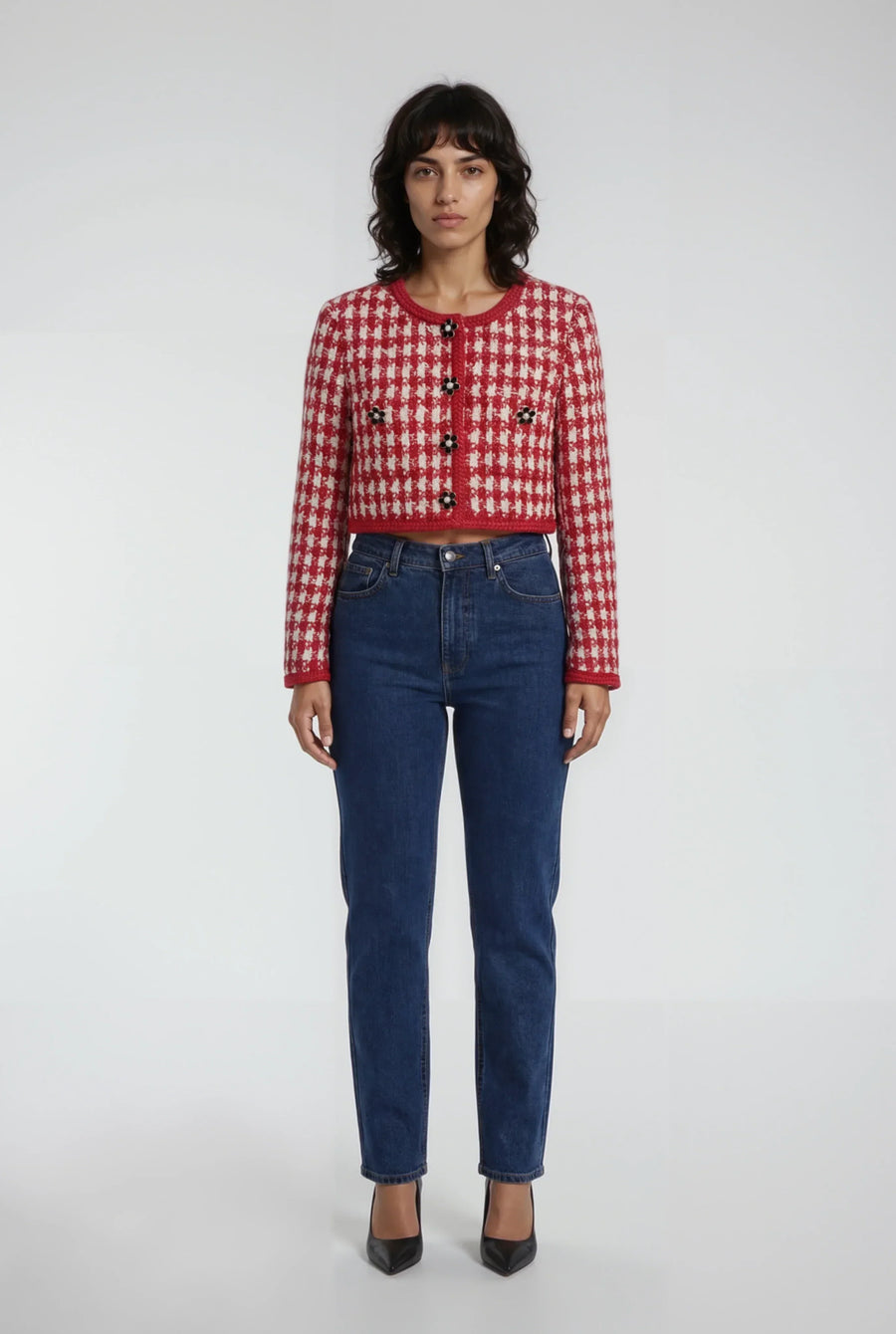 Kareli Tüvit Cepli Kısa Ceket