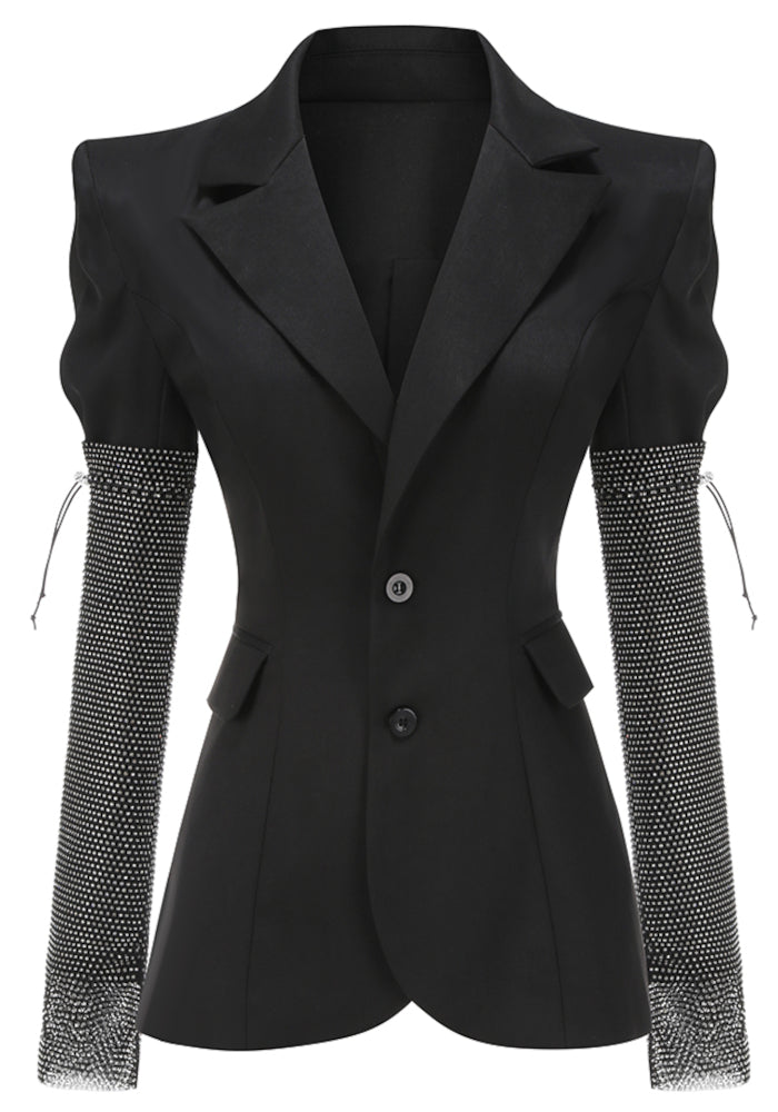 V Yaka Taş İşlemeli Blazer Ceket