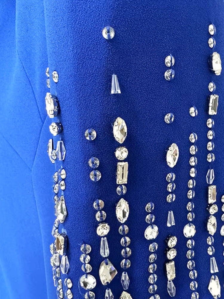 Crystal Short Sleeve Dress Blue
