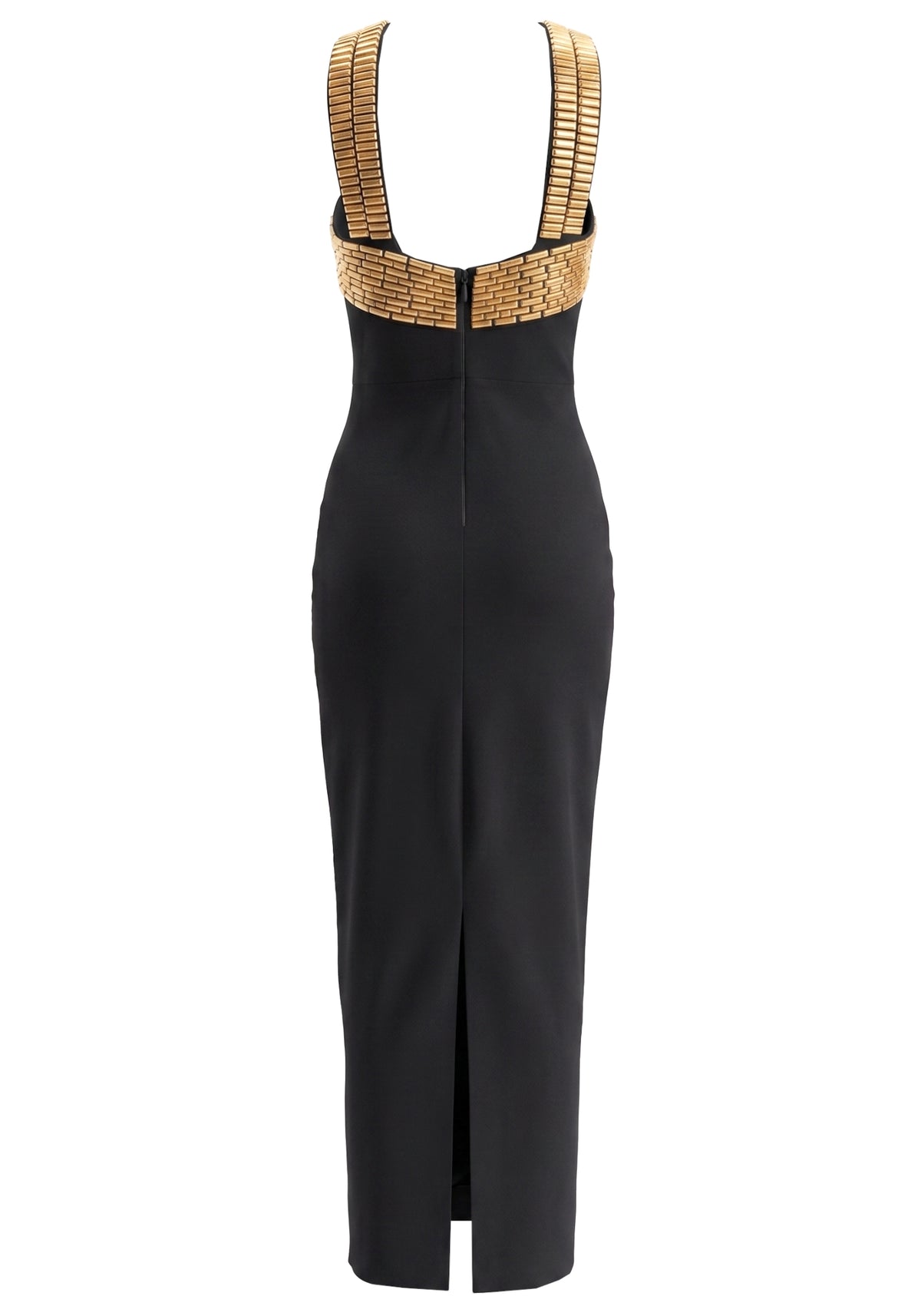 Halter Yaka Taşlı Uzun Elbise