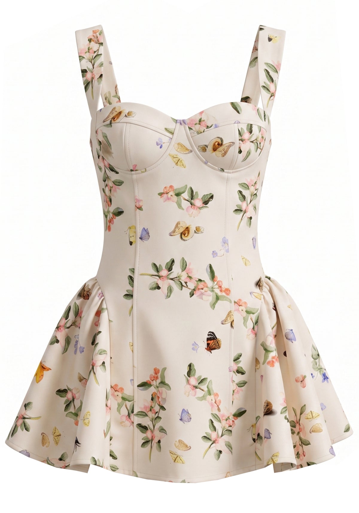 Bustiyer Halter Yaka Çiçekli Mini Elbise