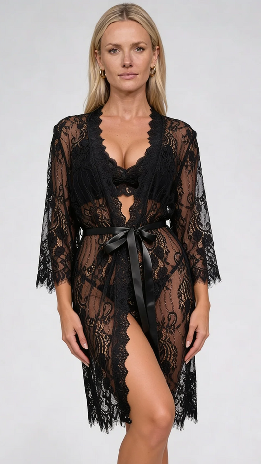 Dantelli Kimono Sabahlık - görsel 1