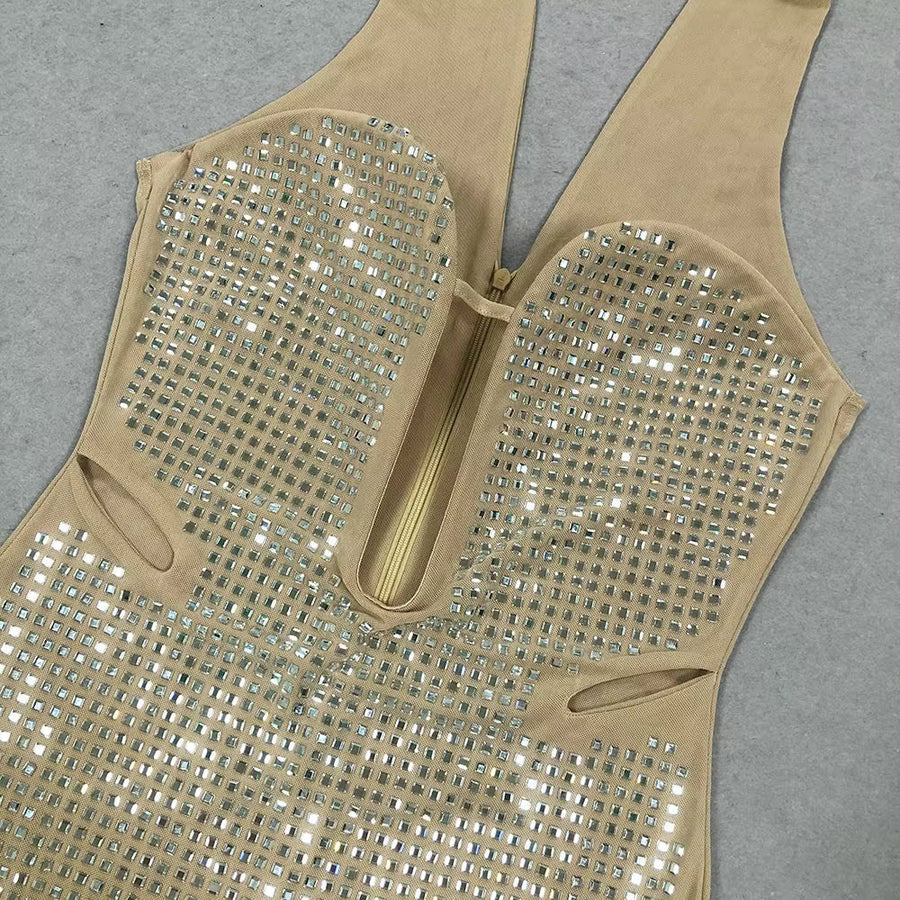 Rhinestone Halter Evening Gown