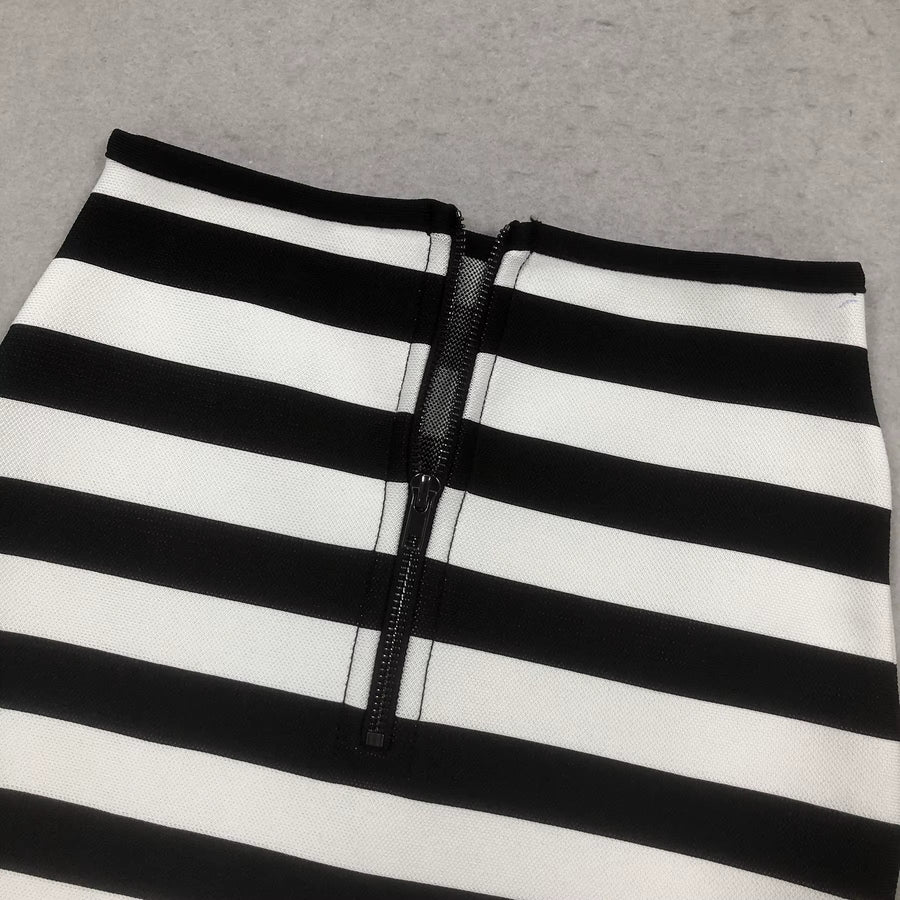 Riviera Monochrome Striped Gold Button Co-Ord Set