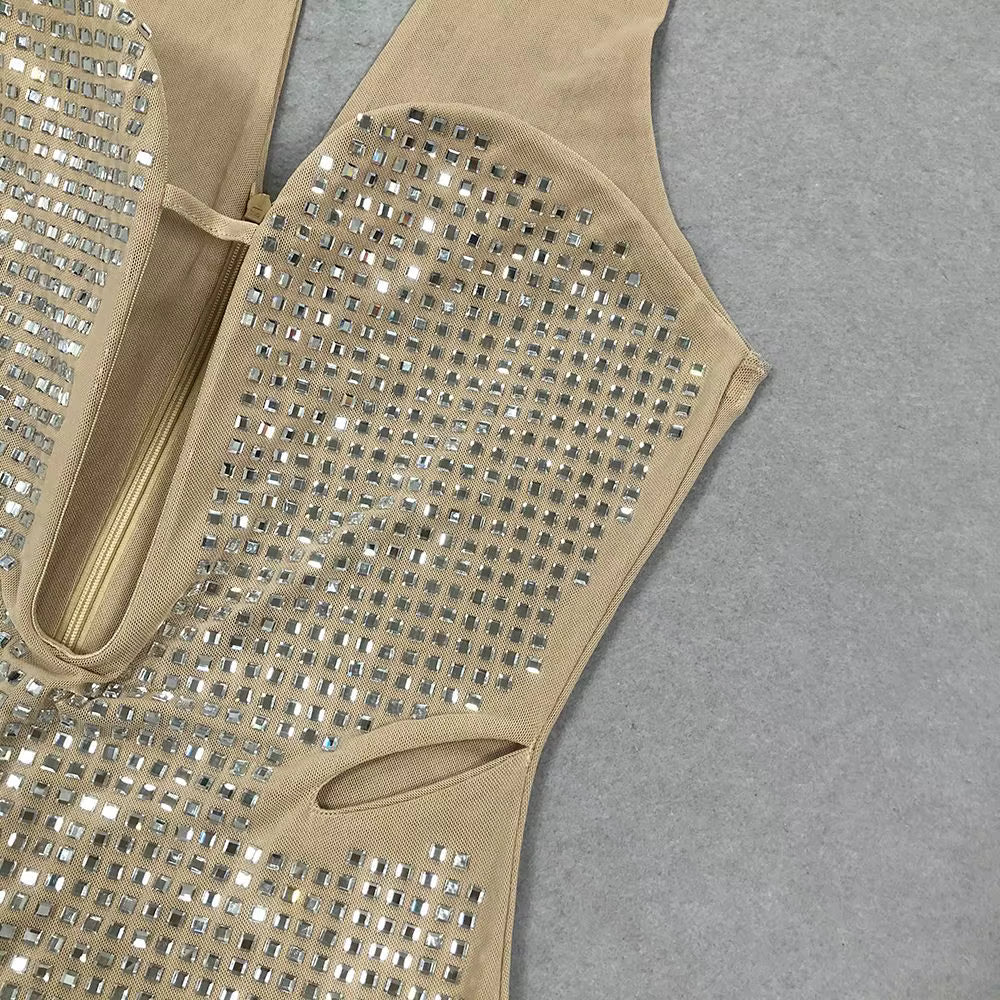 Rhinestone Halter Evening Gown