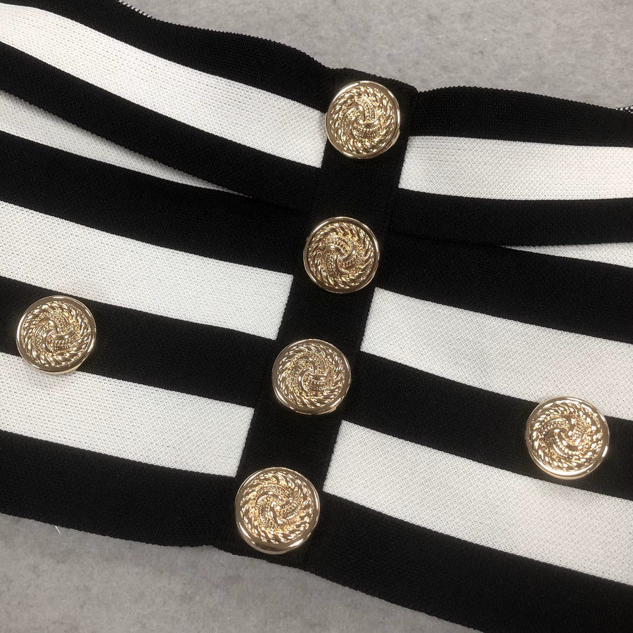 Riviera Monochrome Striped Gold Button Co-Ord Set