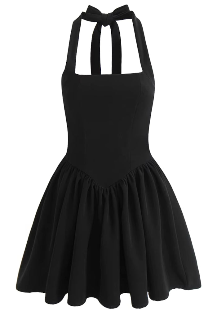 Halter Yaka Mini Elbise