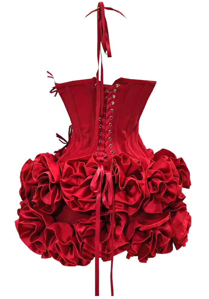 Bustiyer Korseli Halter Yaka Mini Elbise