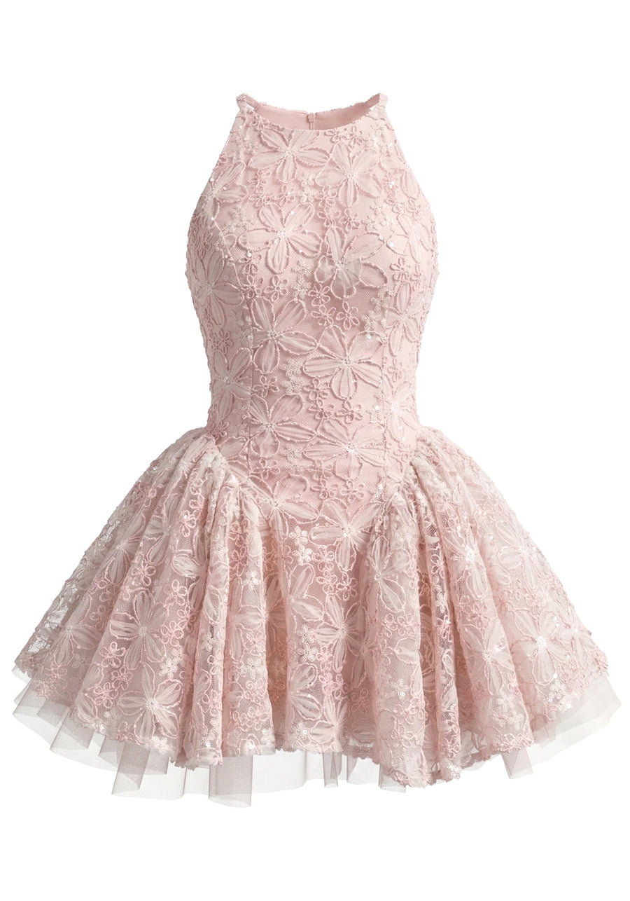 Halter Yaka File Mini Elbise